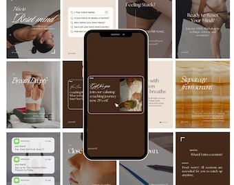 Wellness Coach Instagram Vorlagen | 100 bearbeitbare Canva Posts für Life Coaches, Achtsamkeit & Ganzheitliche Gesundheit