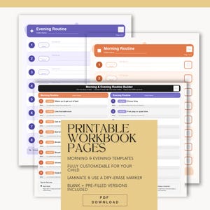 Afdrukbaar schema ochtendavondroutine | Autisme ADHD Visueel schema | Neurodivergent pdf-bestand met routineprogramma voor kinderen