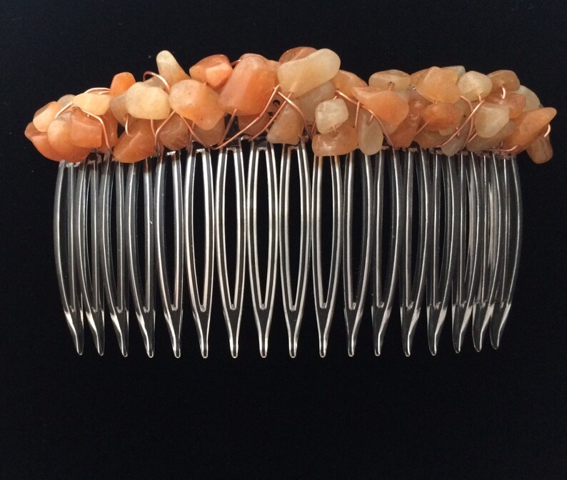 Red Aventurine Nugget Side Comb CO2601 Gemstone Hair Comb image 1