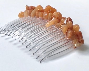 Red Aventurine Nugget Side Comb 70mm CO437Gemstone Hair Comb