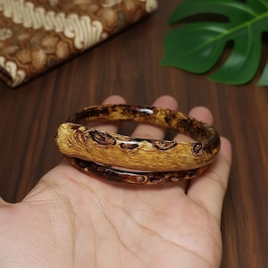 Flexibler Brahma Batik Schwarz Koralle Armreif | Echtes Akar Bahar Sea Root Armband | Natürliches Tribal Herren Talisman Geschenk