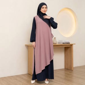 Modest Dress Set, Crinkle Airflow Gamis, Minimalist Abaya, Breathable Maxi Outfit