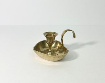 Vintage Heart Shaped Brass Handled Chamberstick // Candlestick Holder // Neutral Home Decor // Rustic Candle Holder // Country and Farmhouse