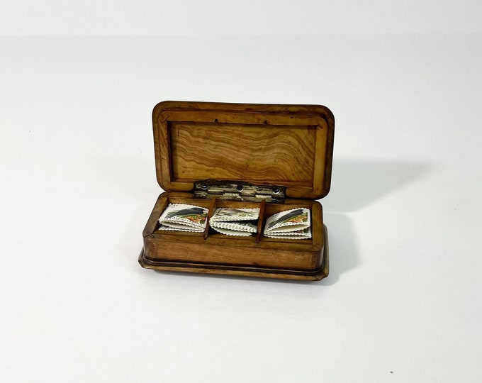 Antique Handmade Wooden Postage Stamp Box // Stamp Storage Box // Office Storage // Office