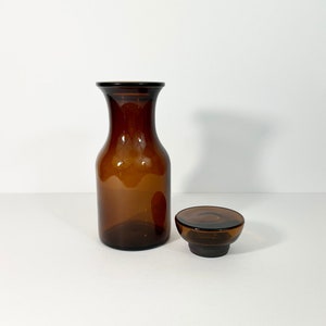 Vintage Belgium Brown Glass Decanter // Glass Stopper // Modern Drinkware // Vintage Barware // Minimalist Water Pitcher