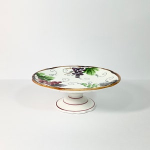 Vintage Lefton Grape Pattern Cake Stand // Tidbit Stand // Bon Bon Stand // Hand Painted Porcelain // Raised Design // Tea Party