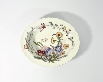 Antique Wedgwood Ranunculus Multi-Color Pattern Oval Vegetable Server // Serving Dish // Floral Design Dish // Rare // Made in England