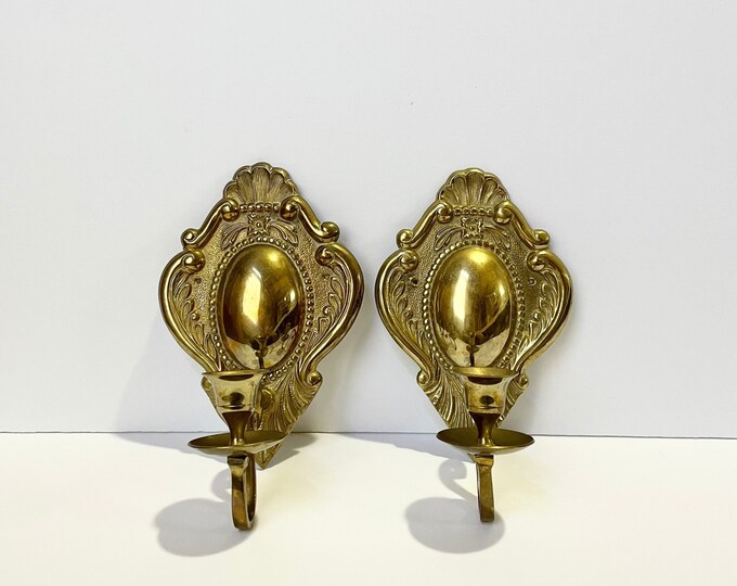 Vintage Brass Candlestick Wall Sconces // Goldtone Wall Etsy