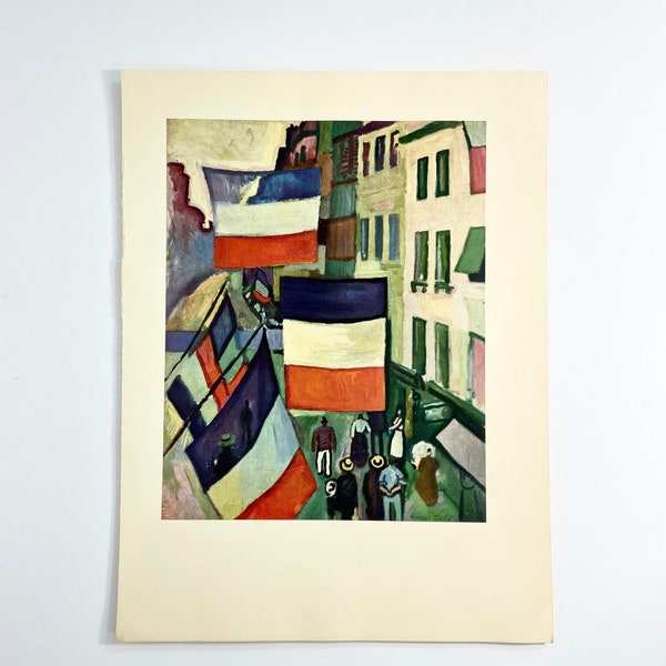 Vintage Original Print 1954 By Raoul Dufy // Street Decked With Flags (1906) // French Impressionism // Fauvism // Wall Art // Home Decor