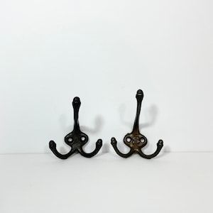 Vintage Rustic Steel Coat Hooks // Wall Mounted Farmhouse Decor // Clothing Hook Hangers // Traditional Hooks // Initial &#39;S&#39; // Set of 2