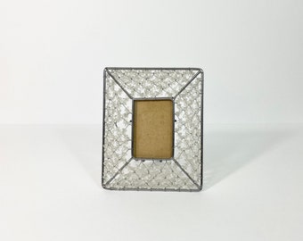 Vintage Fun 1990s Deadstock Beaded Frame with Glass // Desktop Photograph Frame // Tabletop Picture Frame // Funky Decor