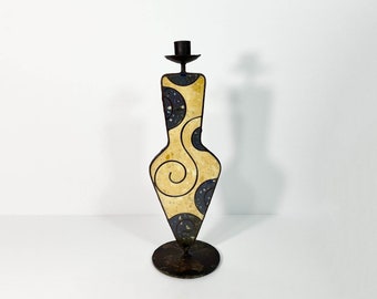 Vintage Large 13.75" 1990s Contemporary Unique Swirl Design Candlestick Holder // Modern Candlestick Holder // Abstract Home Decor