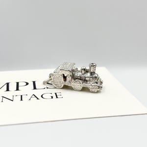 Vintage Sterling Silver Train Engine Charm // Sterling Locomotive Pendant // Travel Jewelry // Railroad Gift // Steam Engine Charm