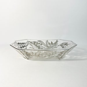 Vintage Sterling Silver Overlay Glass Bowl // Ornately Decorated Bowl // Elegant Serving // Centerpiece // Lily of the Valley Decoration
