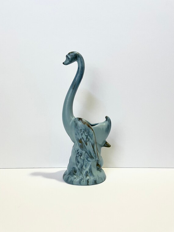 Vintage Blue Swan Art Pottery Vase // Ceramic Swan Planter Etsy