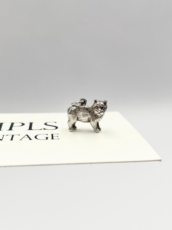 Vintage Silver Manx Cat Charm // Lynx Cat Charm // Bobtail Cat Pendant // Cat Lover Gift // Sourced in England