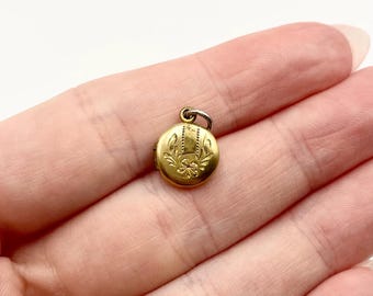 Vintage Gold Filled Miniature Locket Charm // Tiny Floral Locket // Dainty Keepsake Charm