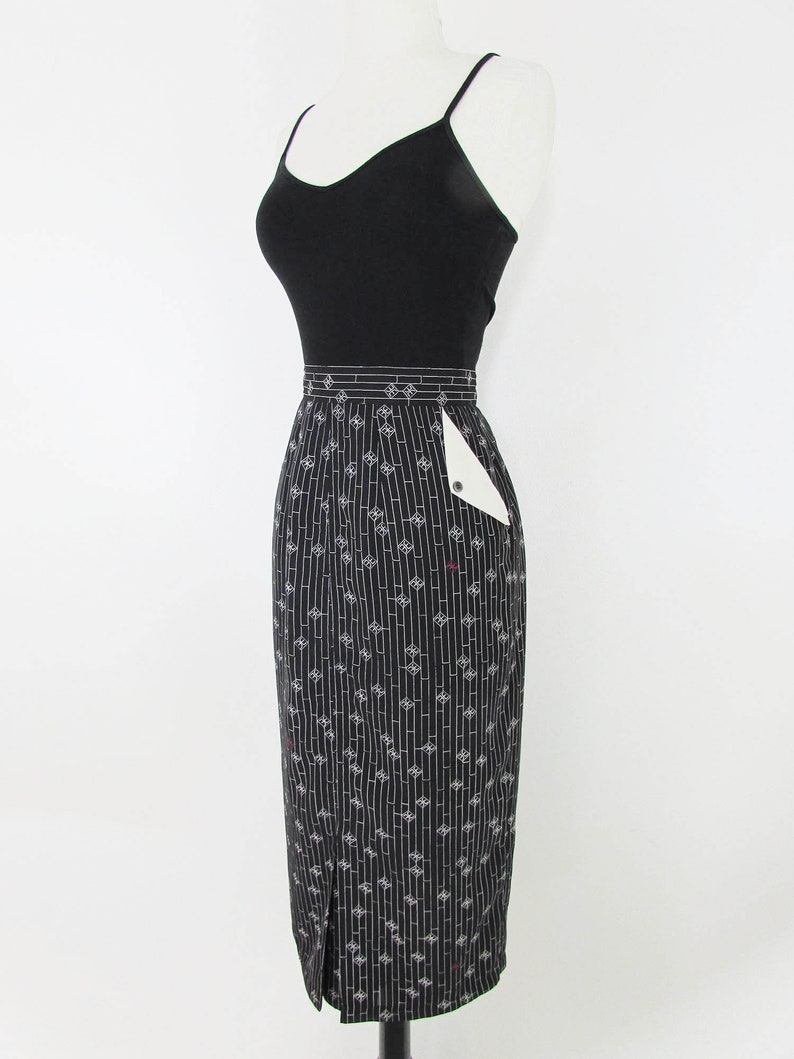 Size Small Vintage Black and Cream Cherie Logo Pencil Skirt