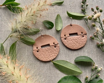 half moon leather earrings