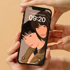 Custom Illustrated Phone Wallpaper from Your Photo – Digital Download – Gift for All Occasions – Instant Mobile Art