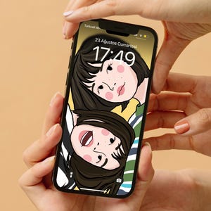Romantic Couple Portrait Phone Wallpaper – Personalized from Your Photo – Anniversary & Wedding Gift