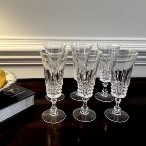 Vintage Crystal Champagne Flutes - Set of 6