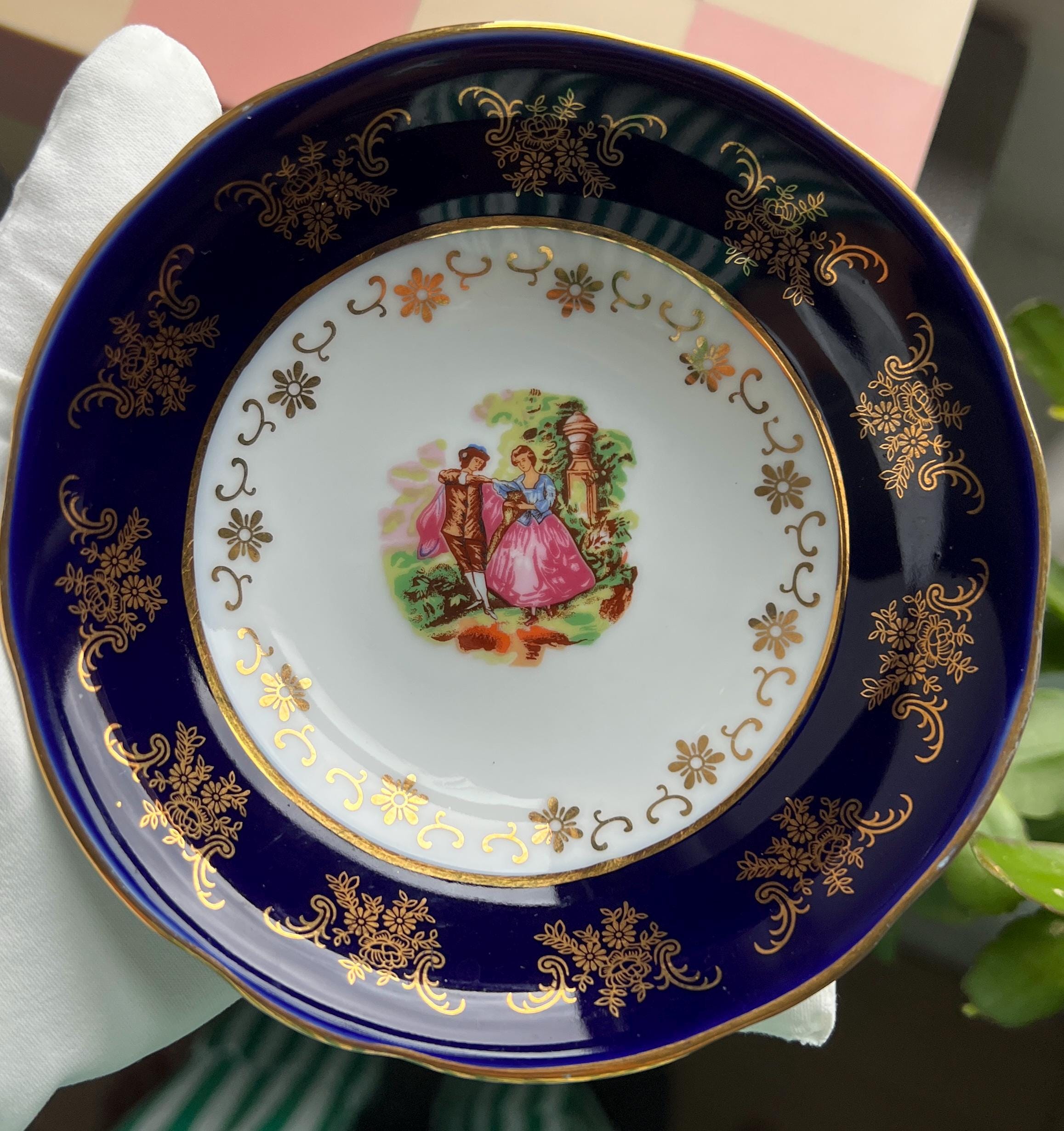 カールスバードブルーオニオン チェコ製 ボヘミア スープボウル&プレート4セット カールスバードブルーオニオン チェコ製 ボヘミア スープボウル