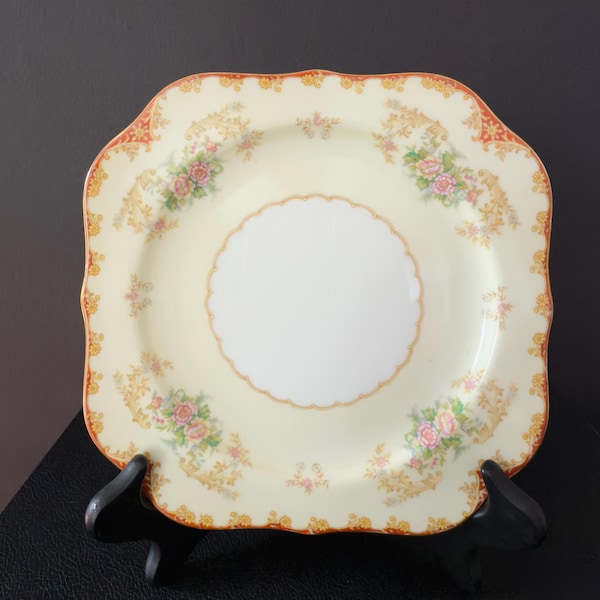 Plato de ensalada cuadrado de porcelana vintage de NORITAKE, estilo Cardinal 98829