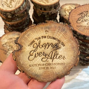 Personalized Wedding Coasters: Engraved Pine Wood Favors