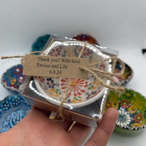Wedding Favors for Guests Bowl Cini Ceramic Handmade Gifts, Personalized Ceramic Turkish Cini Bowl, Bohemian Favors, Bridal Shower Favor