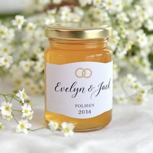 Honey Jar Wedding Favors - Wedding Favors for Guests - Bridal Shower Favors - Baby Shower Favor - Birthday Party Favor - Fabric Jar Topper