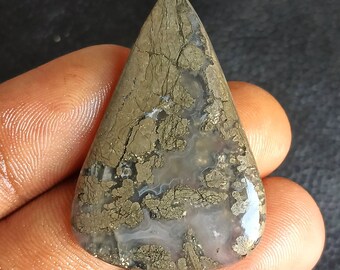 57 cts.Natürliche Markasit Cabochons Schneeflocke Muster Markasit in Matrix Anhänger Stein, wire wrapping, handwerklicher Schmuck Kristall metaphysisch.