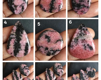 Rhodonite Gemstone Cabochon, Mix Shape Natural Rhodonite Gemstone Cabochon, Wholesale Rhodonite Loose Stone Cabochon Lot For Jewelry Making.