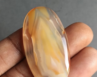 64 Cts. Yellow Botswana Agate Cabochon, Natural Semi Precious Gemstone For Jewelry Making Natural Bostwana Agate Gemstone For Making Jewelry
