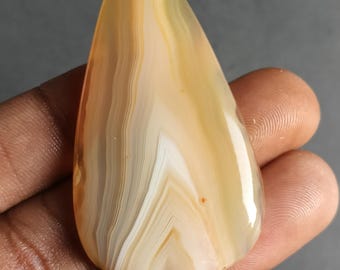 95 Cts. Yellow Botswana Agate Cabochon, Natural Semi Precious Gemstone For Jewelry Making Natural Bostwana Agate Gemstone For Making Jewelry