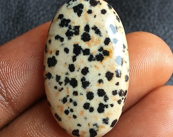 42 Jh. Dalmatiner Jaspis Cabochon Natürlicher Edelstein Loser Stein für die Schmuckherstellung Schwarz Weiß Spot Stein Heilung Kristall Merlinit Cabochon