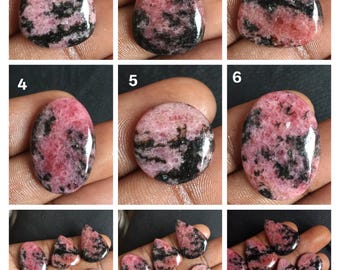 Rhodonite Gemstone Cabochon, Mix Shape Natural Rhodonite Gemstone Cabochon, Wholesale Rhodonite Loose Stone Cabochon Lot For Jewelry Making.