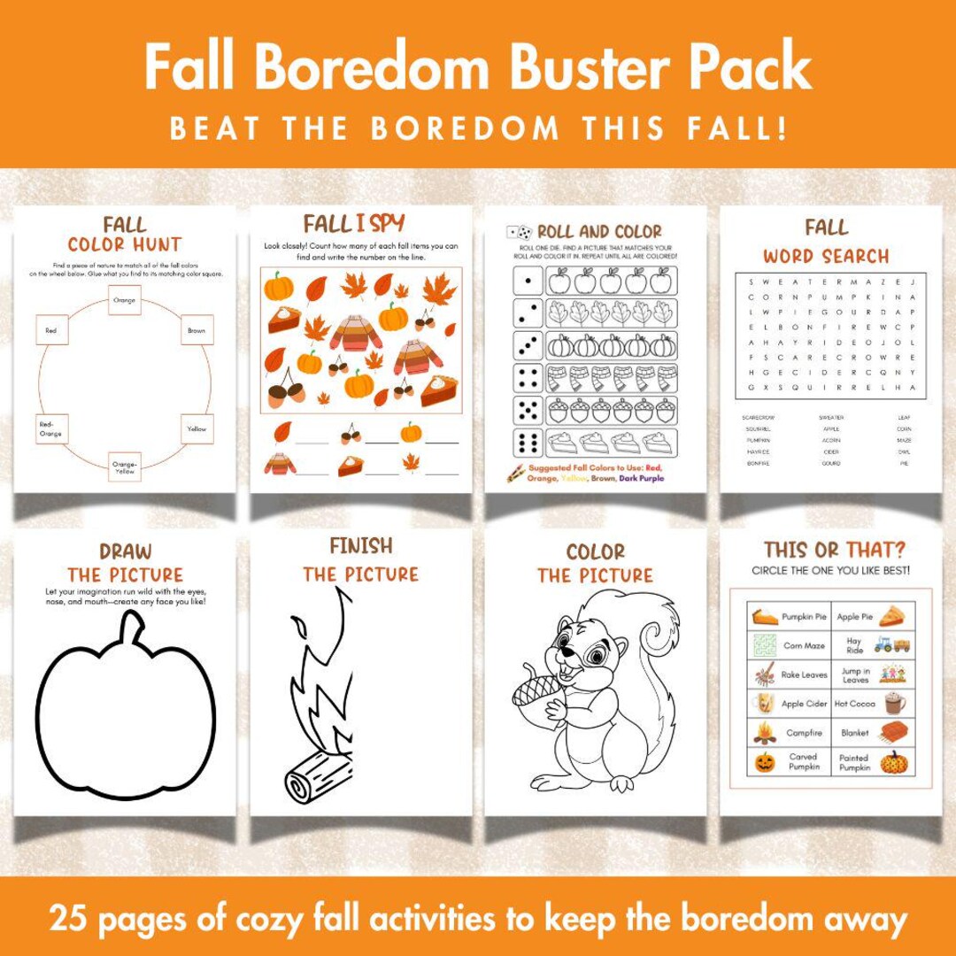 Printable Fall Activity Pack for Kids, Fall Coloring Pages and Games ...