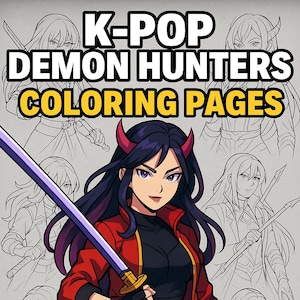 K-Pop Demon Hunters Coloring Pages | Anime Girl & Boy Line Art | Digital Download | Kpop Aesthetic Coloring Book | Kids Coloring Book 10 pgs