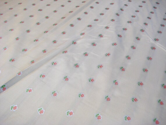 100 Silk Taffeta Jacquard Fabric Tiny Flowers Ecru Coral Etsy
