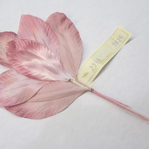 VINTAGE MILLINERY LEAVES Mauve Pink Satin and Taffeta Wired Spray Hand Painted 1950's Made in Germany