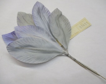 VINTAGE Millinery Leaves SATIN and CREPE Organza Light Periwinkle Blue 6 Leaves 1950's Made in Western Germany