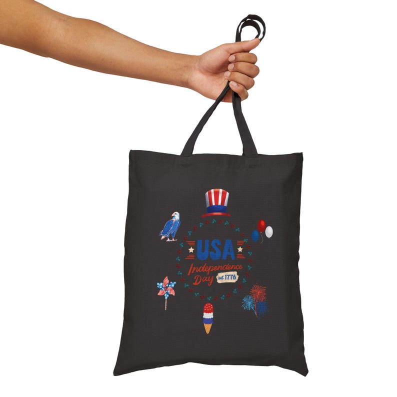 12 oz Cotton Canvas Tote Bag | USA Independence Day Print image 6
