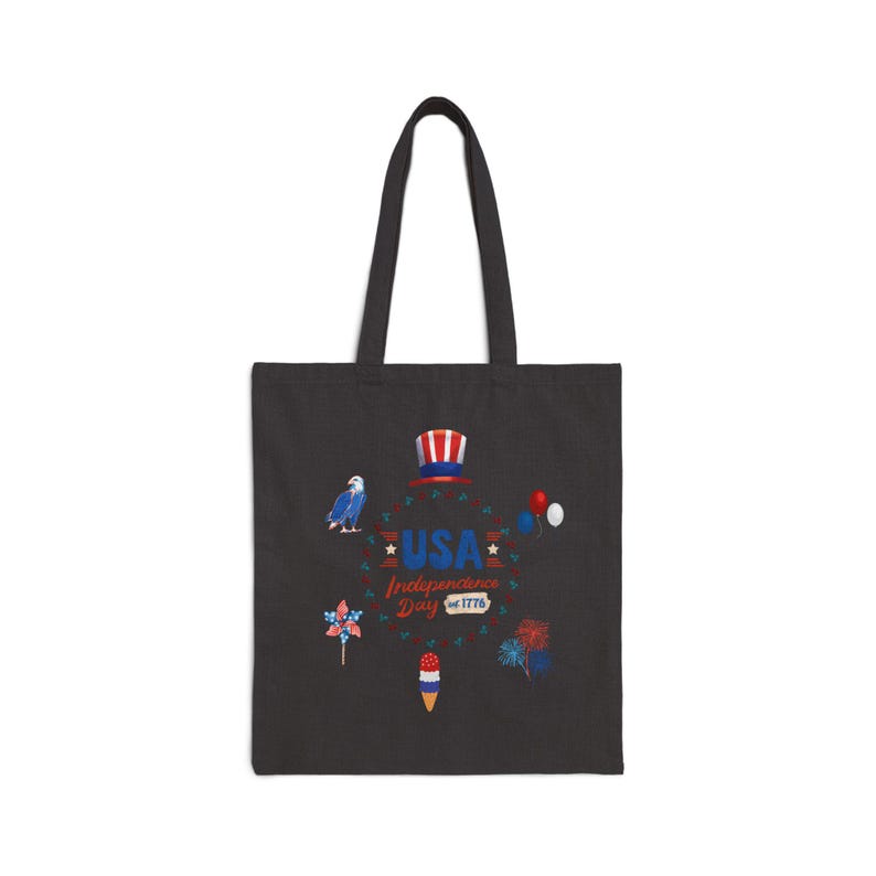 12 oz Cotton Canvas Tote Bag | USA Independence Day Print image 4