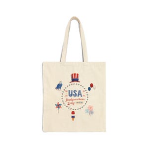 12 oz Cotton Canvas Tote Bag | USA Independence Day Print image 2