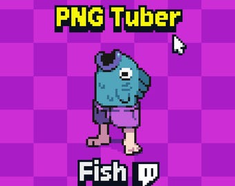 Animierter Pixel Fisch PNGTuber: für Twitch, Youtube, Obs, Streamlabs, Livestream, (Veadotube mini)