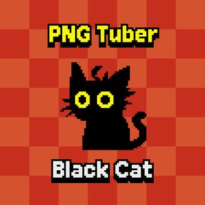 пиксель черный кот Pngtuber | для Twitch, Youtube, Obs, Streamlabs, прямых трансляций, Veadotube