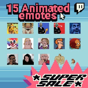 Animated Twitch, Kick Emotes, 15x Memes Emote, Emote Pack, Bundle, Pixel Emotes, For Streamers-Instant Download/Ready to Use (transparent)