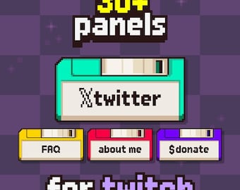 30+ alte Disketten Panels, Twitch Panels für Streamer, alte Diskette, Pixel Art Panels