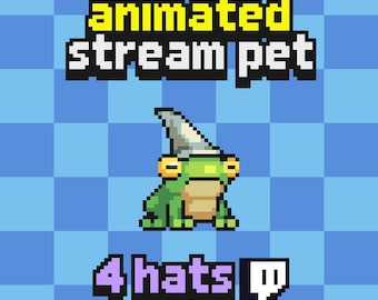 Süßer animierter Pixel Frosch Bundle - 4 Hüte, animierte Halloween Dekorationen, Streamer Haustier